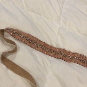 Anthropologie suede beaded belt pink M/L
